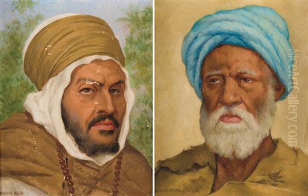 Portraits D'arabe (2 Works) Oil Painting by Maurice Assus