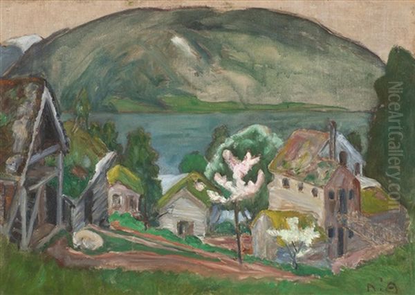 Epletre I Blomst, Sandalstrand Oil Painting by Nikolai Astrup