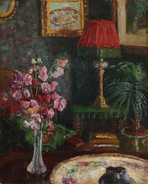 Interiorstilleben Med Blomster Oil Painting by Nikolai Astrup