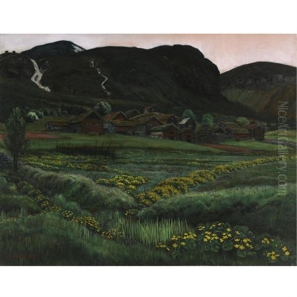 Soleinatt, Jolster (white Night, Buttercups At Jolster) Oil Painting by Nikolai Astrup