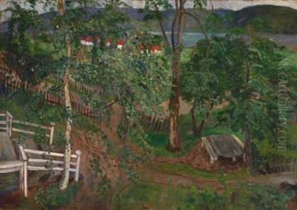 Stenbordet I Prestegardshagen Oil Painting by Nikolai Astrup