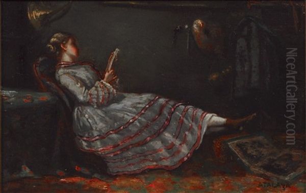 La Lecture Oil Painting by Enrique Atalaya