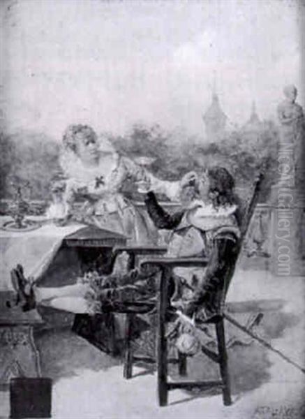 Le Dejeuner Oil Painting by Enrique Atalaya