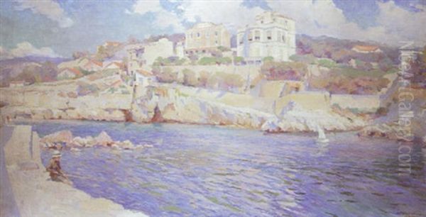 Port Mediterraneen Oil Painting by Charles Garabed Atamian