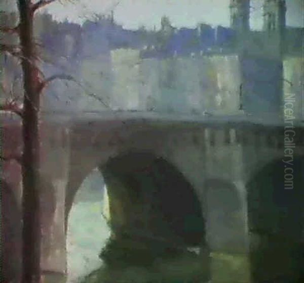 Pont Neuf...l'horloge Oil Painting by Arthur Atkins