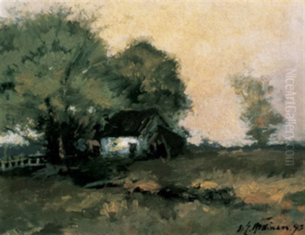 Farmhouse Oil Painting by William Edwin Atkinson