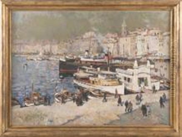 Le Port De Marseille Oil Painting by Jean Aubery