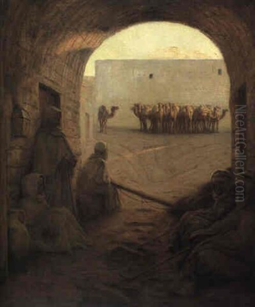 The Camel Herders Oil Painting by Albert Aublet