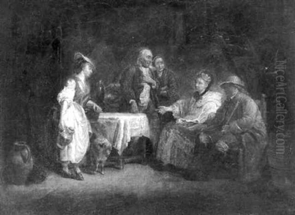 La Visite A La Ferme Oil Painting by Etienne Aubry