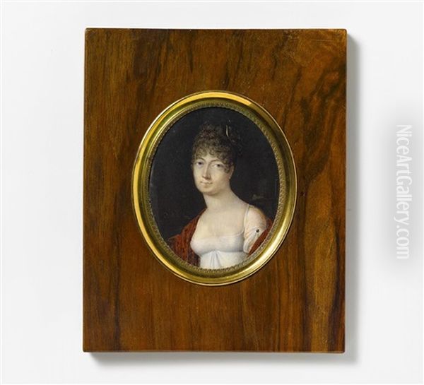 Miniatur Portrat Einer Dame Oil Painting by Louis Francois Aubry