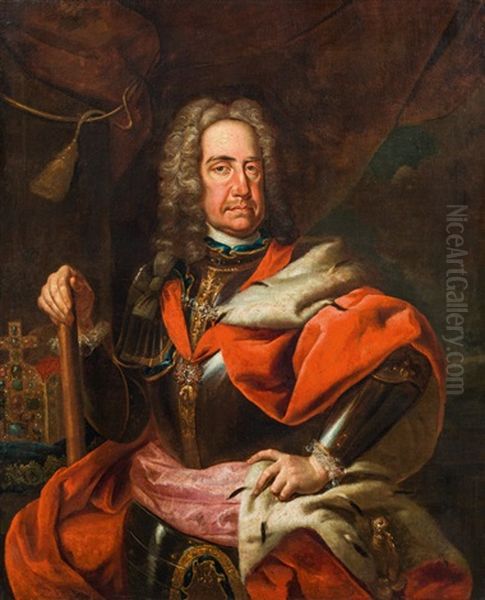 Kaiser Karl Vi. In Rustung Oil Painting by Johann-Gottfried Auerbach