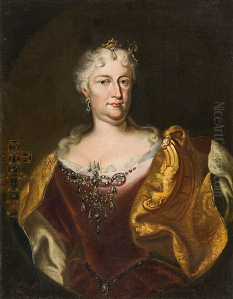 Elisabeth Christine V. Braunschweig-wolfenbuttel-bevern Oil Painting by Johann-Gottfried Auerbach