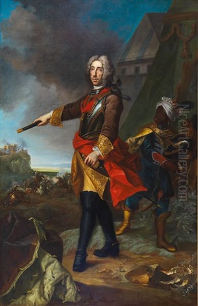 Portrait Of Prince Eugene Of Savoy Oil Painting by Johann-Gottfried Auerbach