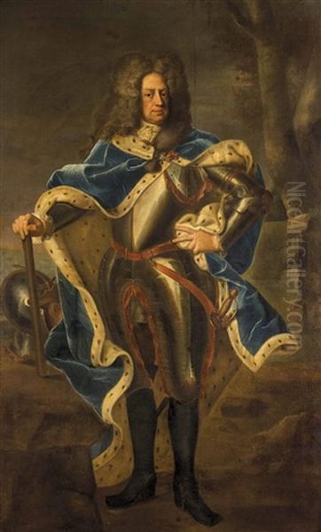 Ganzfigurliches Staatsportrat Von Kaiser Karl Vi. Als Feldherr Oil Painting by Johann-Gottfried Auerbach