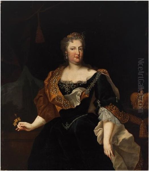 Portrait D'elisabeth Christine De Brunswick-wolfenbuttel (1691-1750), Epouse De L'empereur Charles Vi De Habsbourg Oil Painting by Johann-Gottfried Auerbach