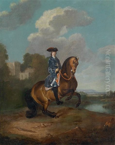 Reiterbildnis Kaiser Karls Vi. Oil Painting by Johann-Gottfried Auerbach