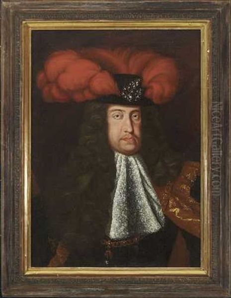 Kaiser Karl Vi. Mit Federgeschmucktem Hut Und Dem Orden Vom Goldenen Vlies Oil Painting by Johann-Gottfried Auerbach