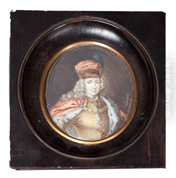 Portrait De L'empereur Charles Vi, Roi De Hongrie Et De Sicile Oil Painting by Johann-Gottfried Auerbach