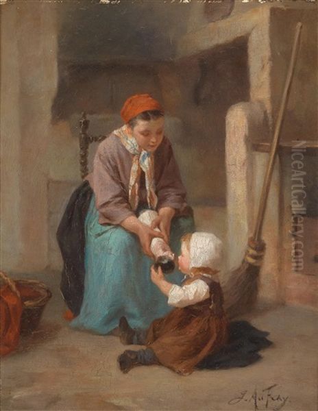 Die Lieblingspuppe Oil Painting by Joseph Athanase Aufray