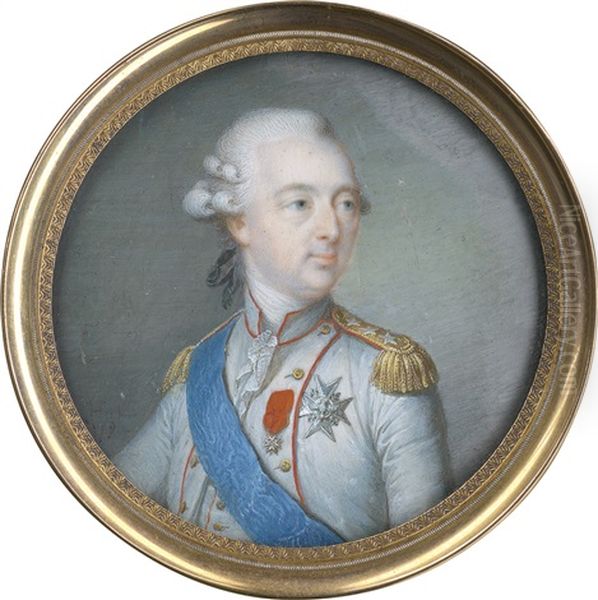 Bildnis Louis Joseph De Bourbon, Prince De Conde (1736 - 1818), In Weiser Uniform Des Colonel General De L'infanterie Mit Dem Kreuz Des Ordens Vom Heiligen Geist (ordre Du Saint-esprit) Und Dem Koniglichen Und Militarischen Orden Vom Hl. Ludwig (ordre Roy Oil Painting by Jacques-Jean- Baptiste Augustin