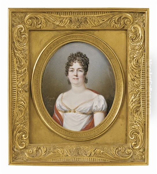 Portrait De Dame Traditionnellement Appelee Marie-therese, Duchesse D'angouleme Oil Painting by Jacques-Jean- Baptiste Augustin