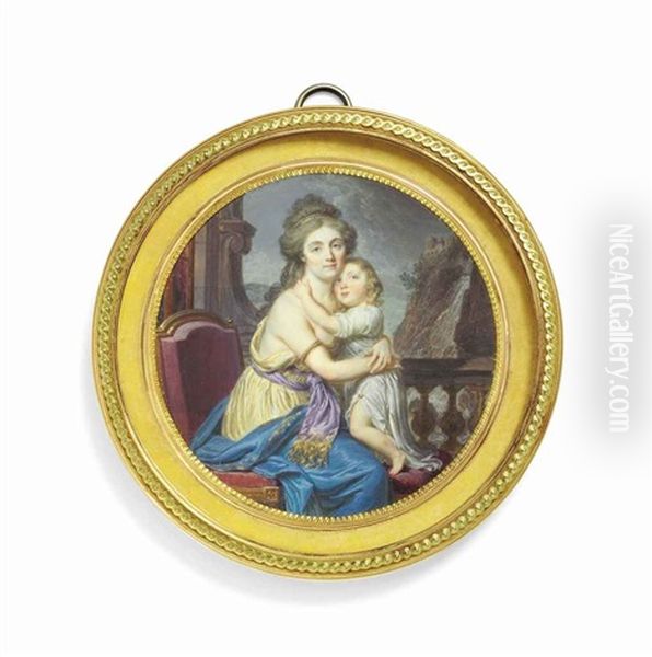 Comtesse De Sartiges, Also Called Mme Roberjot-lartigue Oil Painting by Jacques-Jean- Baptiste Augustin