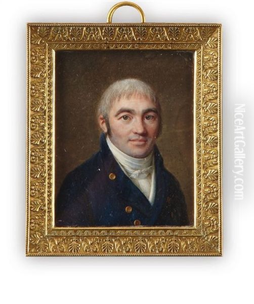 Portrait Du Marquis De La Sicotiere, Prefet De L'orne, En Habit Bleu, Vers La Droite Oil Painting by Jacques-Jean- Baptiste Augustin