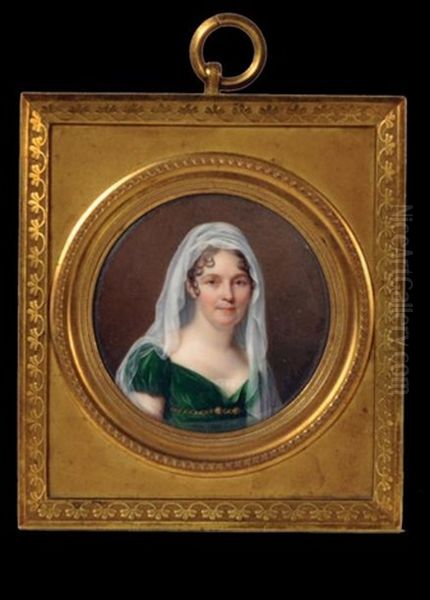 Portrait De La Baronne Oberkampf (?) Oil Painting by Jacques-Jean- Baptiste Augustin
