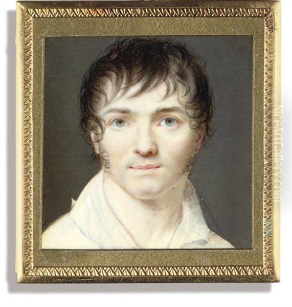 A Self-portrait Of The Artist, In Open White Shirt Oil Painting by Jacques-Jean- Baptiste Augustin