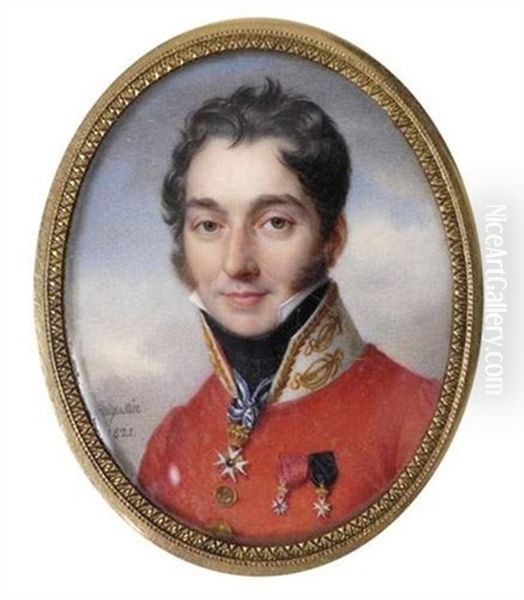 Portrait De Jeune Officier Oil Painting by Jacques-Jean- Baptiste Augustin