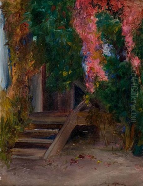 Stary Ganek W Kwiatach Oil Painting by Aleksander Augustynowicz