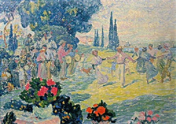 Fetes En Arles Oil Painting by Henri Aurrens