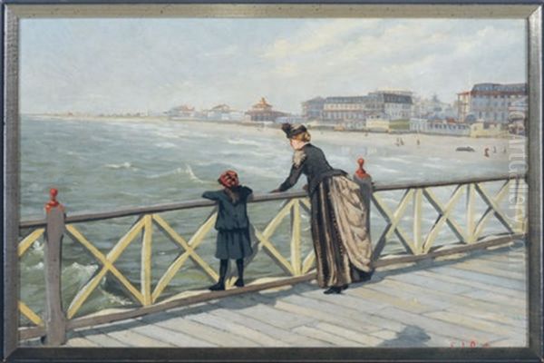 Boardwalk By The Sea Oil Painting by Edward J. Austen