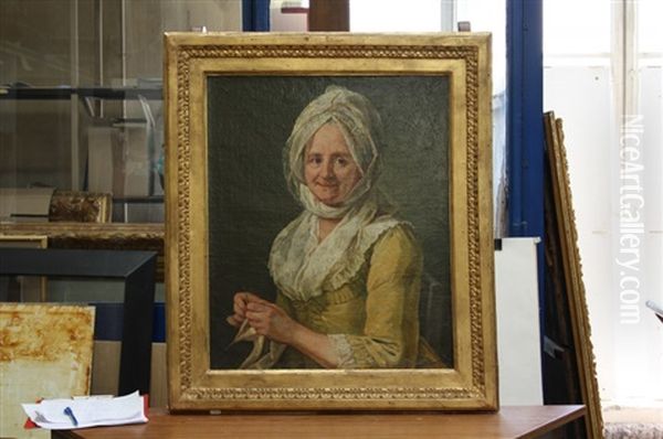 Portrait De Femme Oil Painting by Jacques-Andre-Joseph Aved