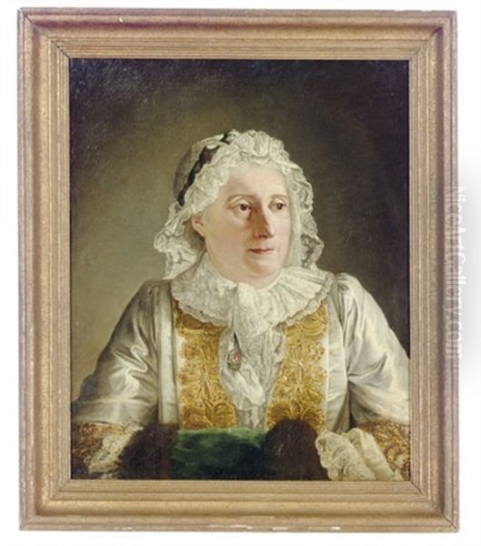 Portrait Of Madame Crozat Oil Painting by Jacques-Andre-Joseph Aved