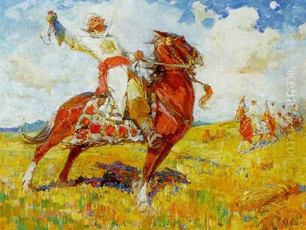 Tzarenfalkenjagd Oil Painting by Mikhail Ivanovitch Avilov