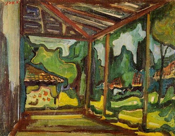 Rural Landscape Oil Painting by Aharon Avni