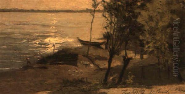 Rive Del Po Oil Painting by Vittorio Avondo