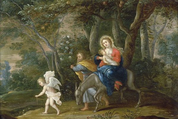 Die Flucht Nach Agypten Oil Painting by Peeter Van Avont