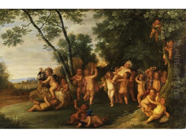 Kinderbacchanal Oil Painting by Peeter Van Avont