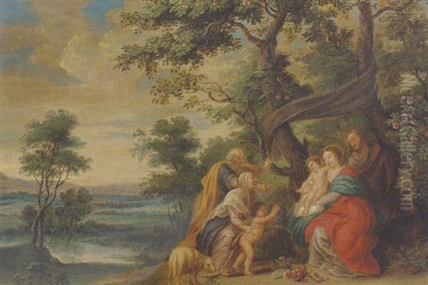 La Sainte Famille Dans Un Paysage Oil Painting by Peeter Van Avont
