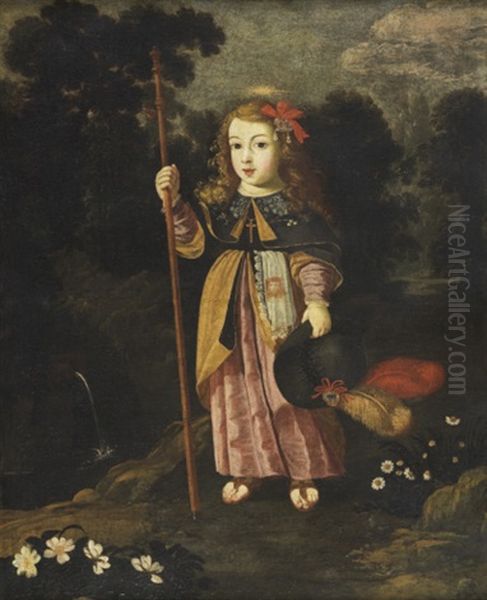 Menino Jesus Peregrino Oil Painting by Josefa De Ayala