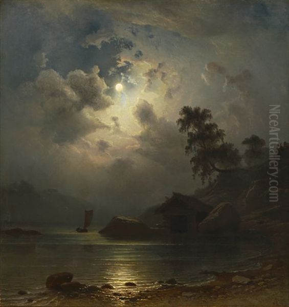 Maneskinn Oil Painting by Knud (Andreassen) Baade