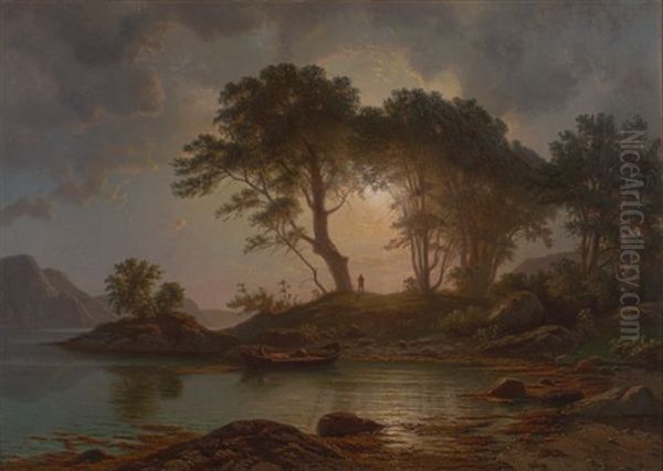 Landskap Oil Painting by Knud (Andreassen) Baade
