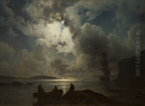 Maneskinn Oil Painting by Knud (Andreassen) Baade