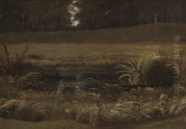 Landskap (study) Oil Painting by Knud (Andreassen) Baade