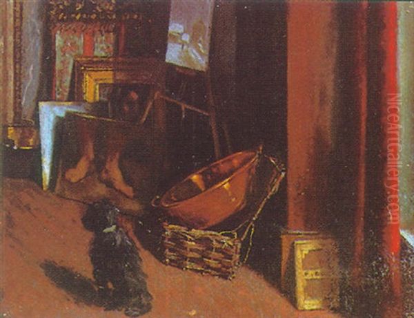 Un Chien Dans Un Atelier D'artiste Oil Painting by Ferdinand Bac
