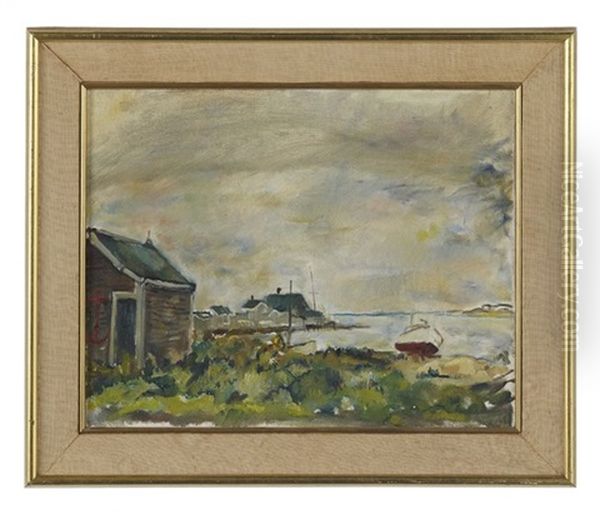 Boat Houses Oil Painting by Mario Bacchelli