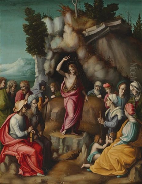 The Preaching Of Saint John The Baptist Oil Painting by  Bacchiaca
