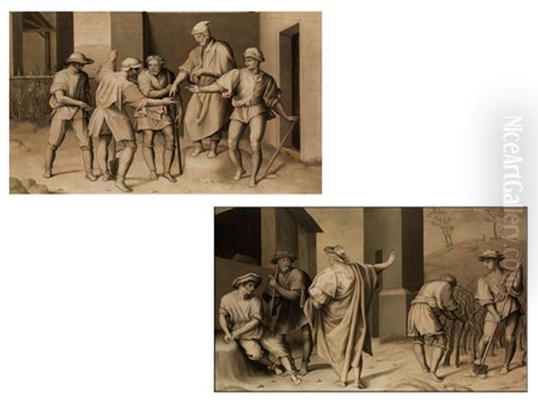 Das Gleichnis Der Arbeiter Im Weinberg (pair) Oil Painting by Francesco Ubertini Bacchiacca II